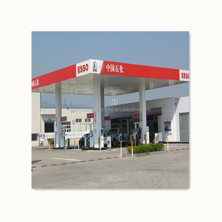 Prefab Space Frame Steel Structure Petrol Station/Toll Gate Canopy Aluminium Composite Panel Gas Station Roofing