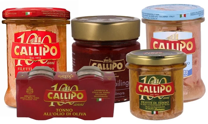 Yellowfin Tuna fillets in olive oil in glass pot Calippo 820 g - Made in Italy