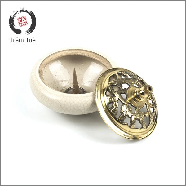 BatTrang Vietnamese Luxurious Ceramic Burner/Holder Incense Agar Wood Oud Coil, Cone, Stick, Chips