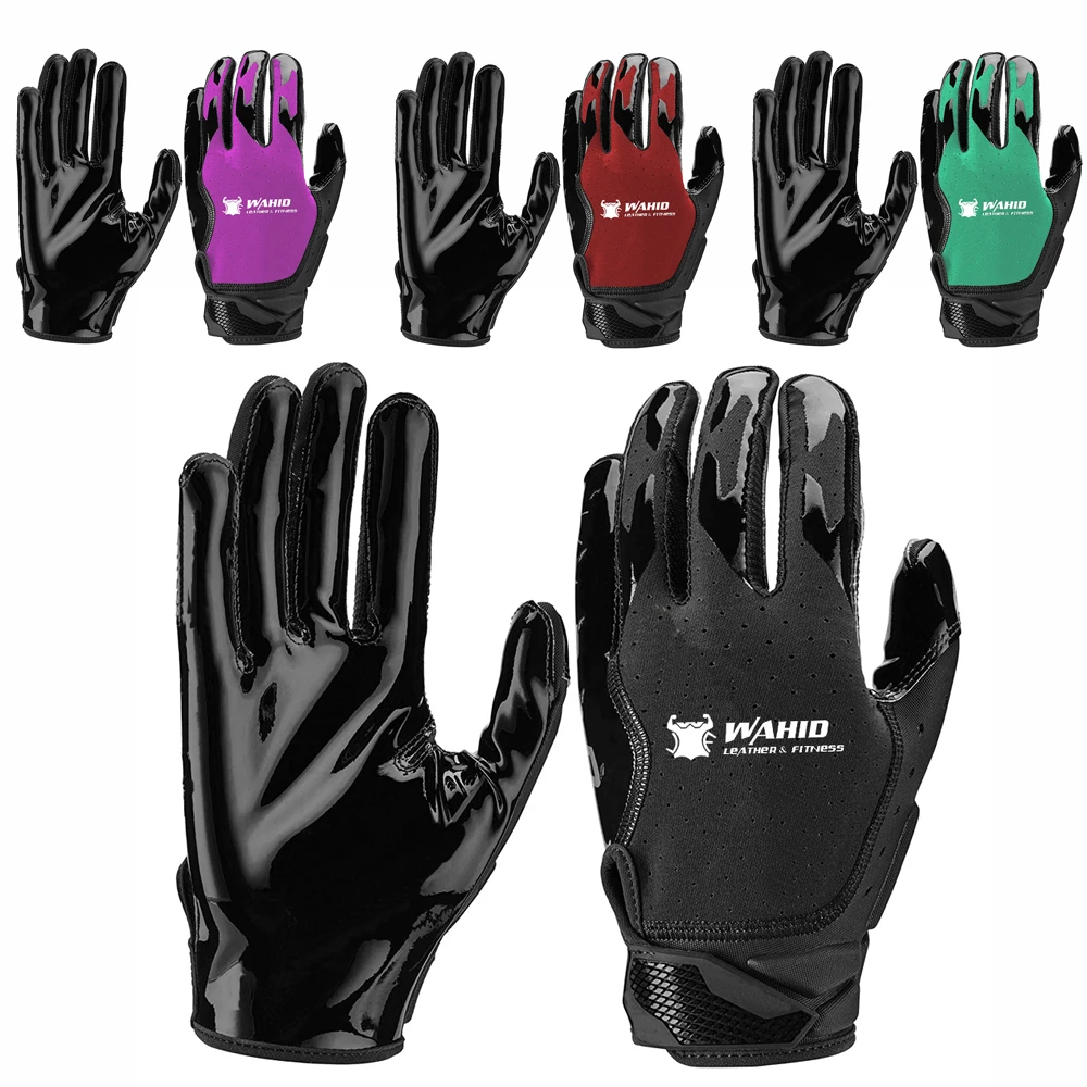 Reflex Enhancing Ball Catching Synthetic Leather Silicon Palm Grip with Backside Lycra Rugby Gloves Rugby Receiver Sports Gloves