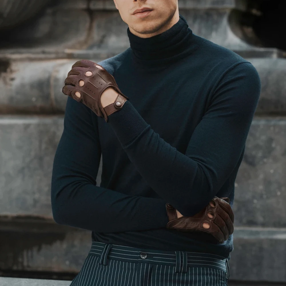 Модная одежда теплые водительские перчатки водонепроницаемые из овечьей кожи для вождения мужчин