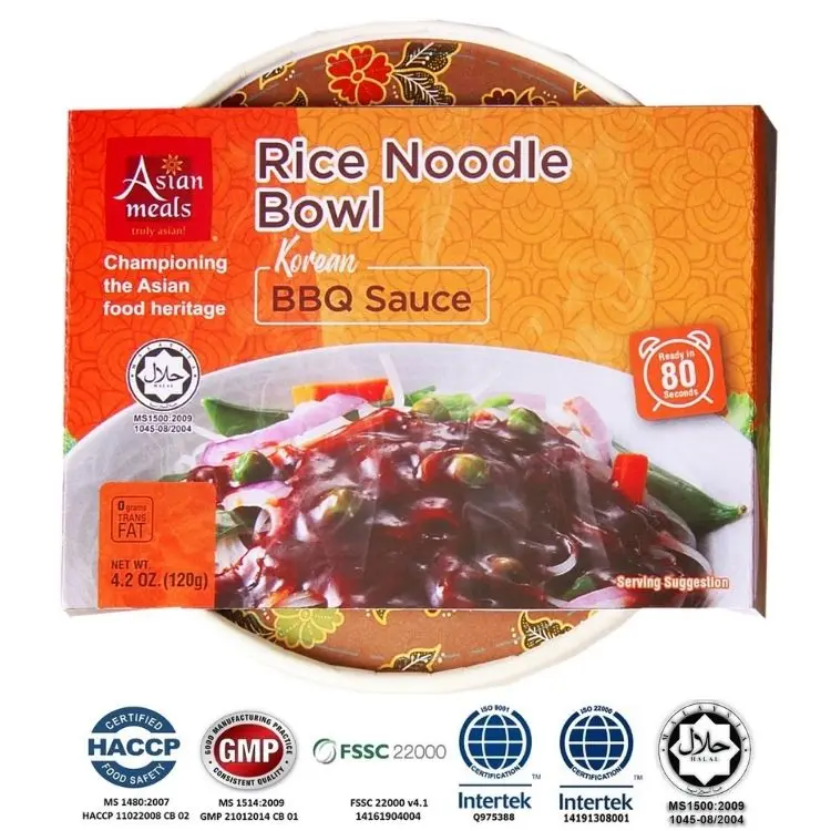 Wholesale AsianMeals Korean BBQ sauce Instant Rice Noodle Bowl High Quality Halal Malaysian Delicious HACCP GMP ISO