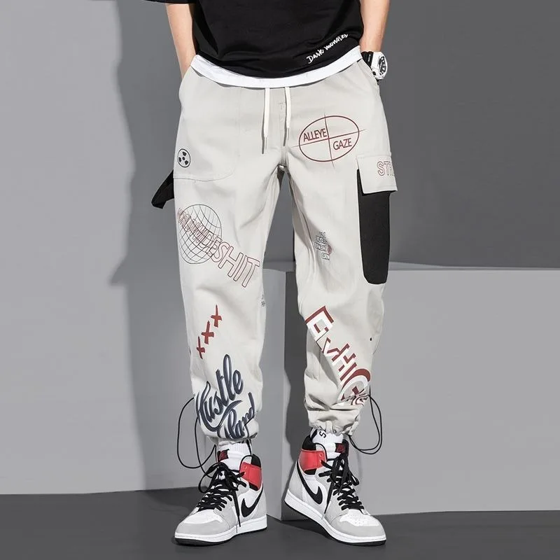 OEM Streetwear Track Pants Printed Logo Fitted Skinny Cotton Yoga Trouser Running Sports Wear Gym Joggers Custom Mens Sweatpants