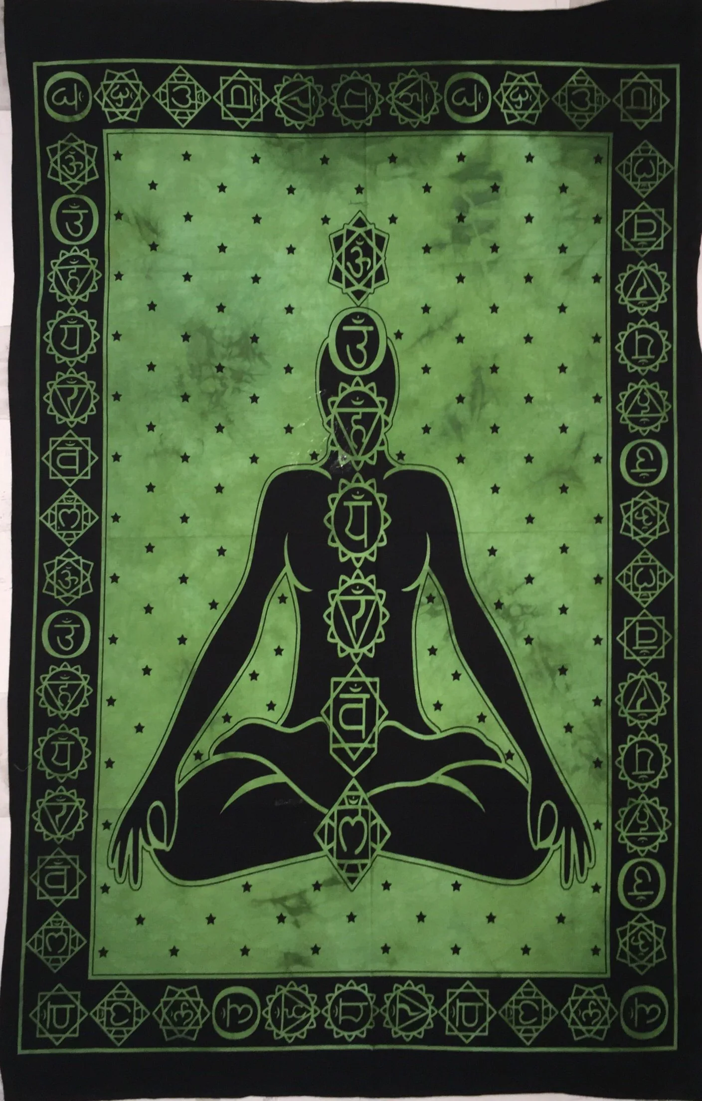 Seven Chakra Yoga Buddha Wall Hanging Beautiful Throw Tapestry Small Poster Cotton Fabric Art