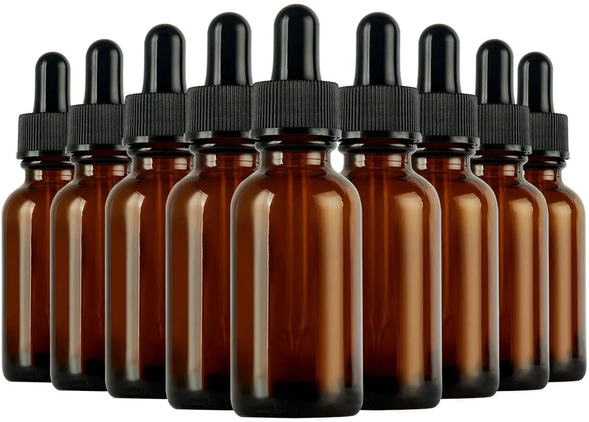 Янтарные пластиковые бутылки со стеклянными капельницами для эфирных масел и духов