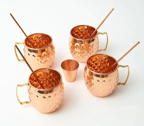 Antique hammered copper beer mugs tin lining moscow mule mugs with reveted handle high quality manufacturer Copper cups