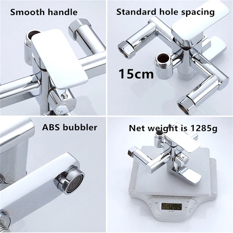 
Square three-speed shower lift set shower top spray handheld nozzle pressurized square shower lift set hot and cold mixing 