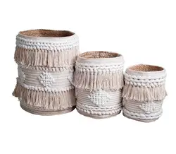 Cotton home decorative woven rope storage basket
