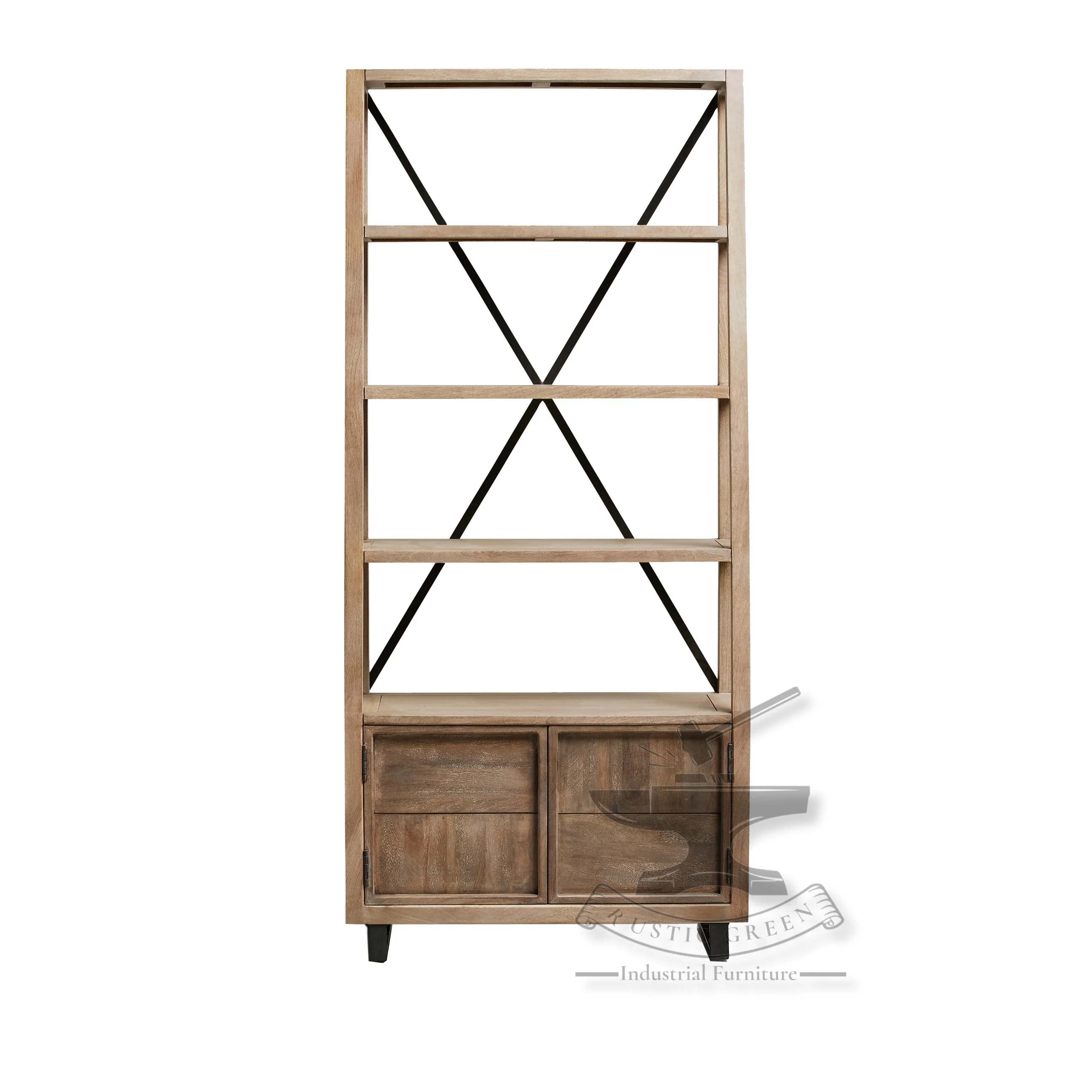 Walnut Finish Book Shelf With Storage Cabinet