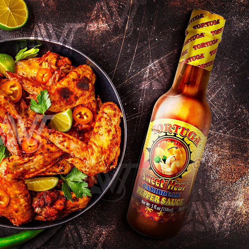 TORTUGA Sweat Heat Caribbean Pepper Hot Sauce 5 oz for BBQ Meat Seafood Eggs Vegetable Pasta Pizza Sauce Perfect Gourmet Gift