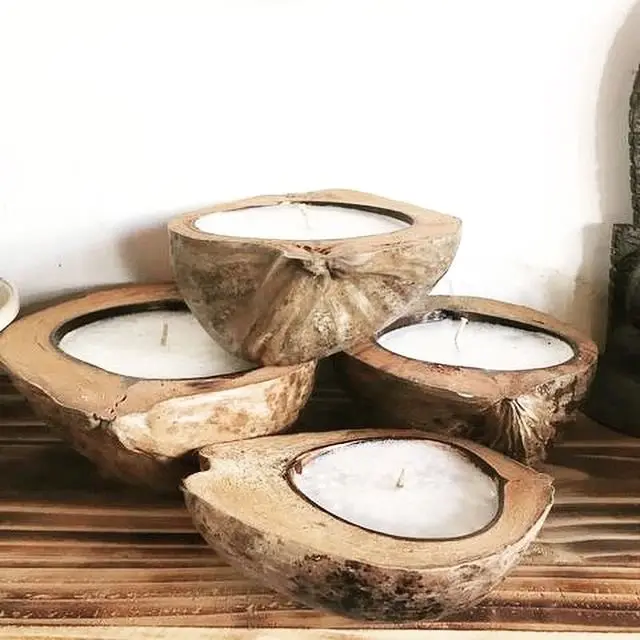 Viet Nam Coconut Candle in Husk Coconut Shell Candle With High Quality Wood Wicks 0084947900124