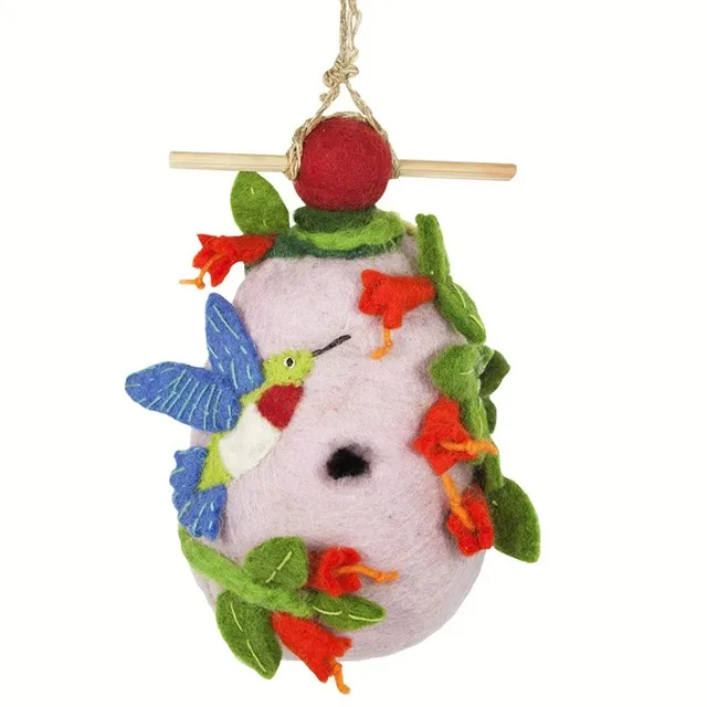 Felt bird house hanging home handmade nepal popular handmade bestselling pet felt products