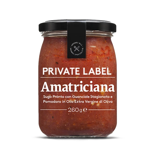 Private Label OEM Italian Amatriciana Tomato Sauce 260 g in