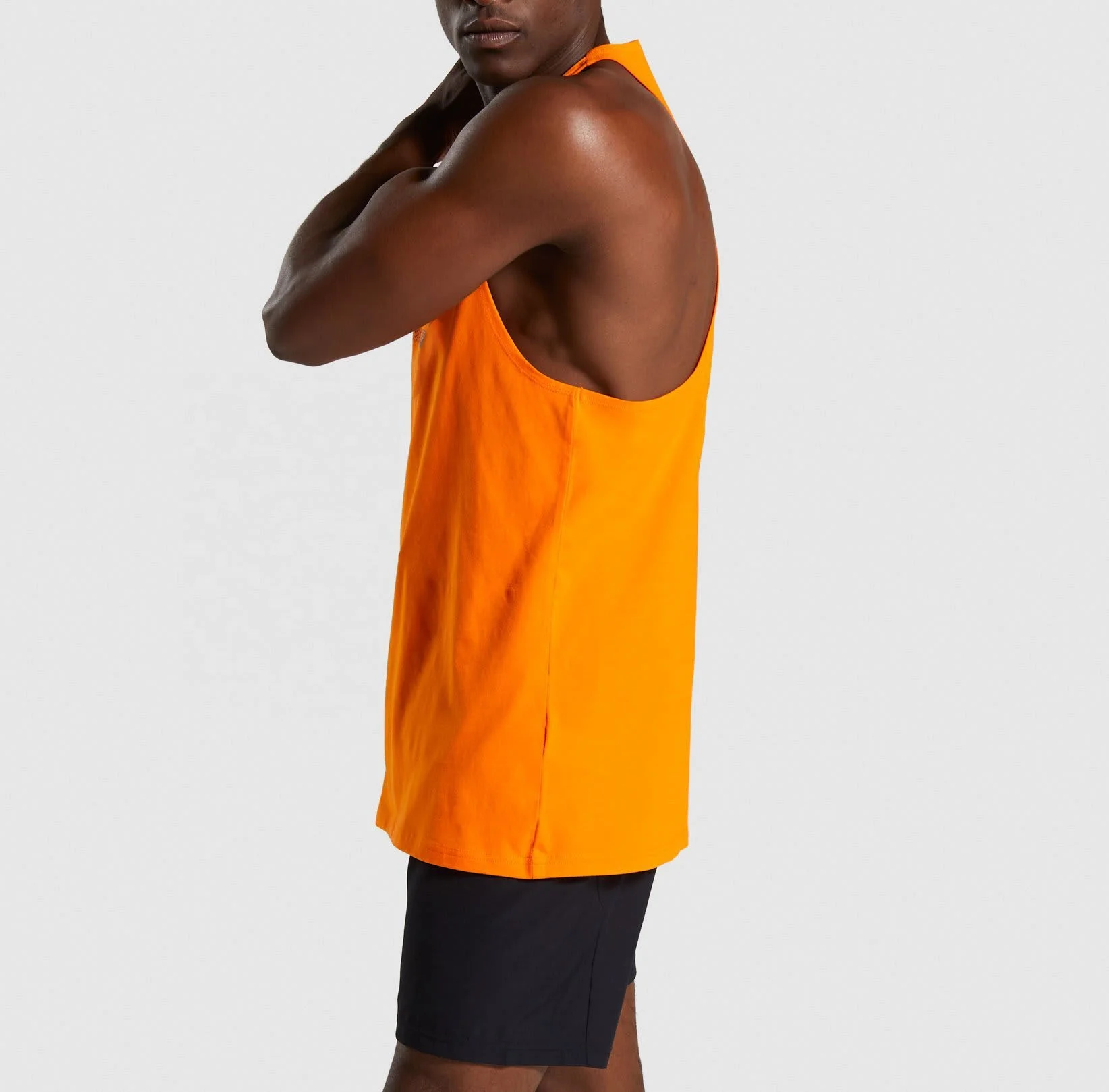 
Orange color custom made best quality gym stringer vests singlets wholesale 