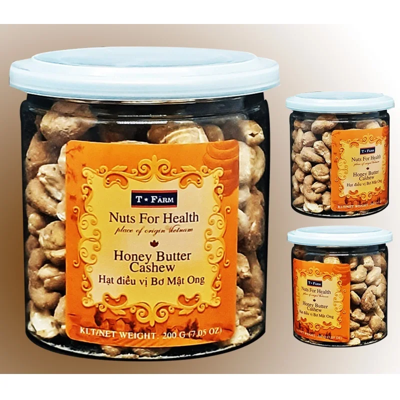 Ready To Eat Flavor Cashew Premium Quality Baked Dried T-FARM JAR 200GR HONEY BUTTER CASHEW From Vietnam
