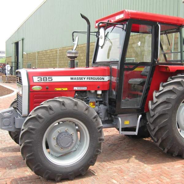 Used farm tractor massey ferguson 385 with cab MF 4x4 tractors front loader and backhoe for sale
