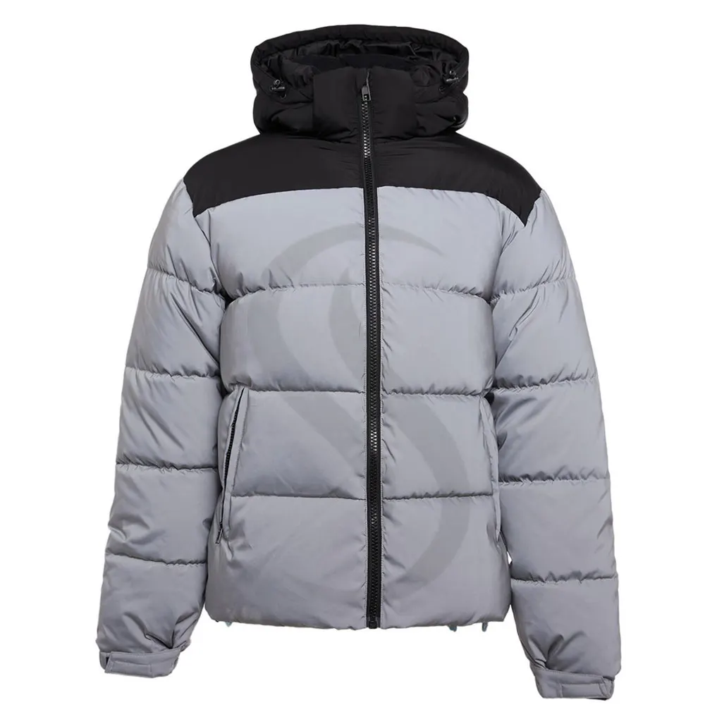 OEM custom100% Nylon men goose down padding bubble puffer down jacket with detachable drawstring puffer jacket