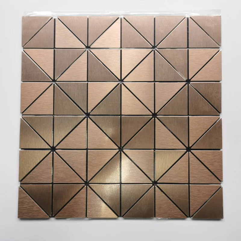 Rose gold aluminium peel and stick backsplash wall tiles for kitchen