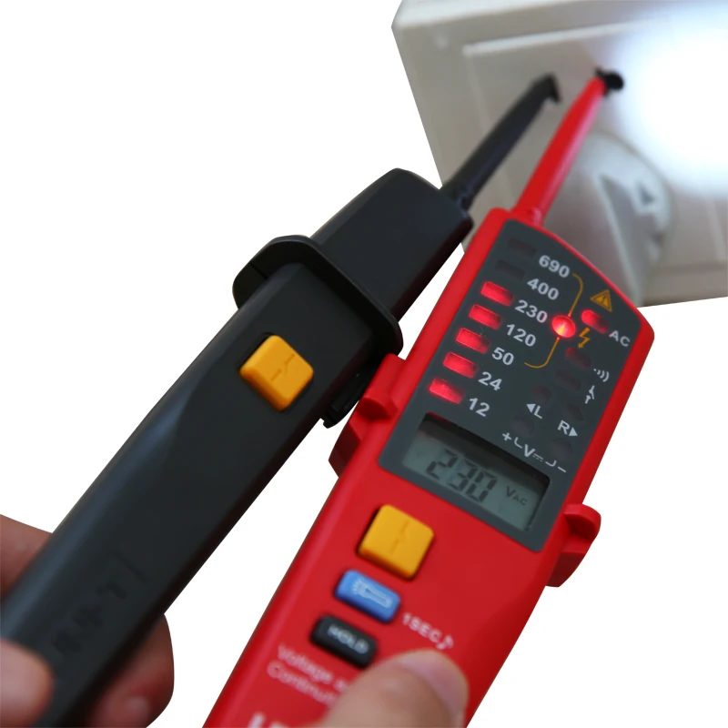 UNI-T UT18C Voltage and Continuity Tester 0~690V AC/DC Voltage Tester LCD Display Auto Range IP65 Waterproof Meter