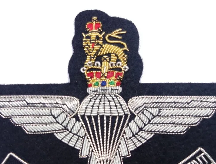 Personalized Parachute Blazer Badge hand embroidery pocket crest back Pins Badge suppliers officer uniform badges