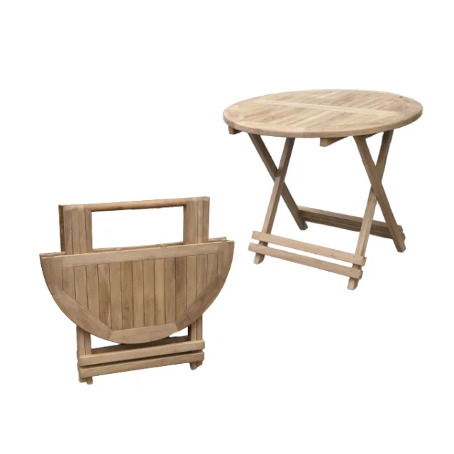 
 Лучший складной круглый стол для пикника из Индонезии 90 см, уличная мебель из массива тикового дерева  