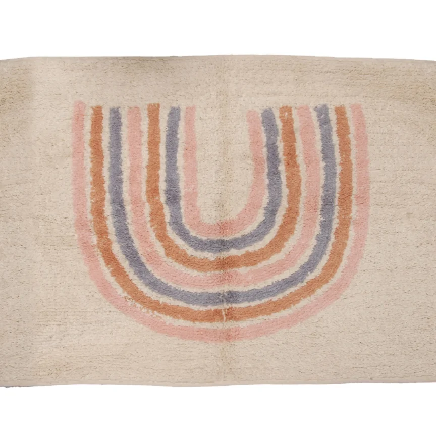 luxury hand knotted cotton woven tufted texture  rainbow rug