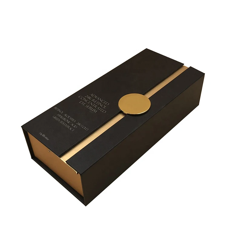 Luxury square shape black makeup cosmetic cream paper cardboard packaging box with custom logo