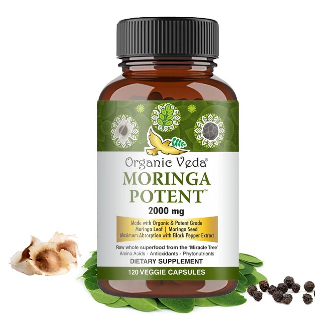 Экстра прочный органический мощный порошок листьев Моринги олиферы в капсулах с семенами Моринги олиферы по низкой цене