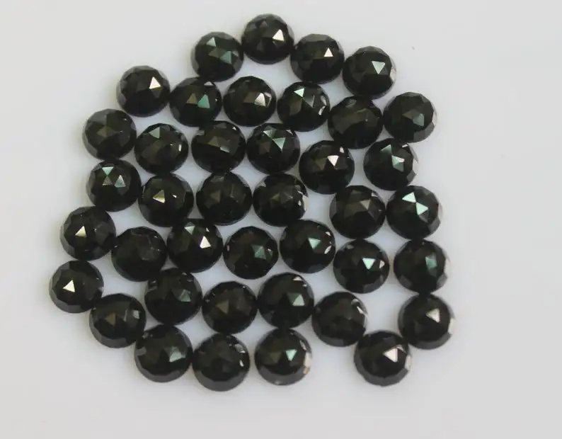 4mm Natural Black Spinel Round Rose Cut Cabochon Gemstone Natural Black Jewelry Making Stone 100% Natural Color Vivaaz Gems