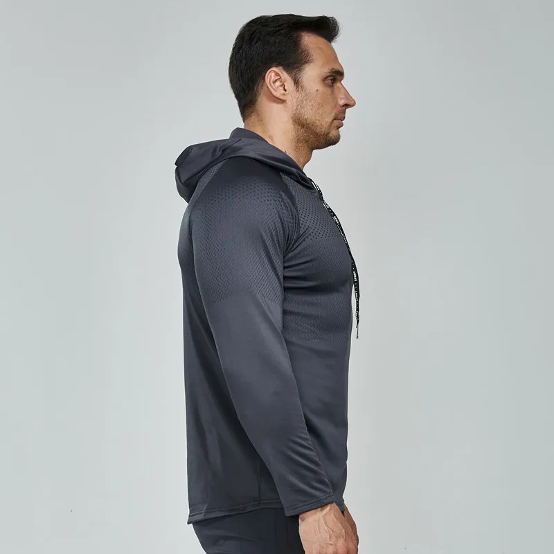 Hooded sweater winter fitness clothes warm leisure sports long-sleeved running Shirt men training fleece gym clothes custom logo