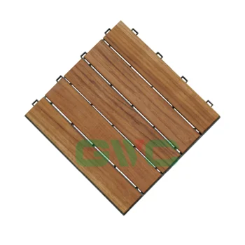 Teak Interlocking Deck Tile for Outdoor Furniture Size 30x30 cm DIY Install without tools wood deck tile patio balcony