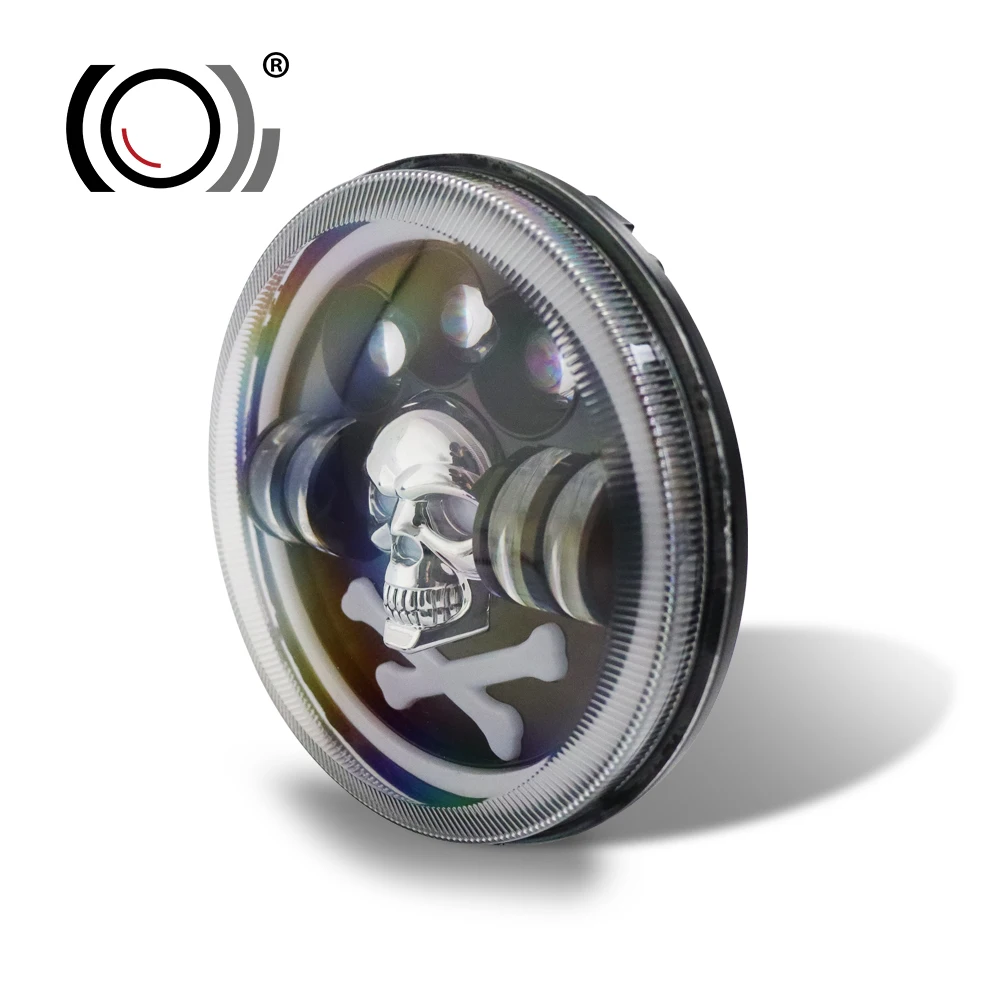 2022 NEW Style Angel Eyes DRL Turning Light Auto RGB Round headlight 27w 7 inch led headlight for  Car Motorcycle