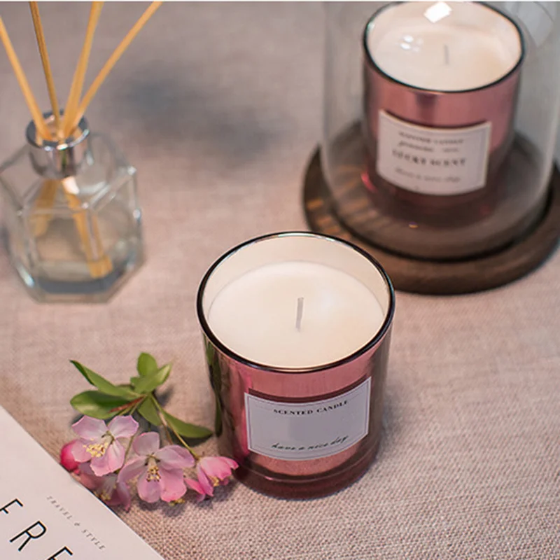 Private label candle aromatic in 400ml glass holder with dome lid custom design