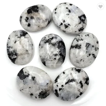 Natural Rainbow Moonstone Palm Stones Massage Stone for Sale crystals healing stones rainbow moonstone