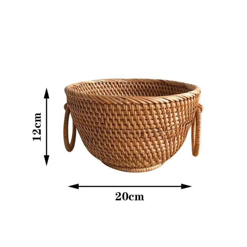 Плетеная корзина для хранения из ротанга настольный ротанговый контейнер фруктов хлеба орехов конфет ручной работы