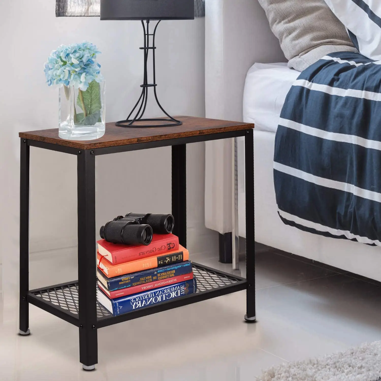 Hot selling End Side Table 2 Tier Nightstand with Storage Shelf Coffee Table Furniture for Living Room Bedroom Kitchen