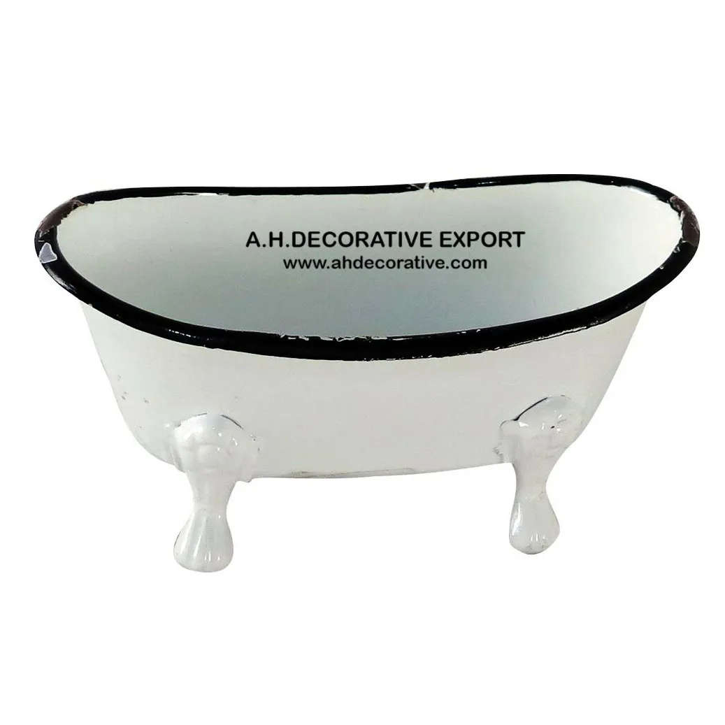 Luxury High Quality Metal Decorating White Shiny Colored With Bath Tub Shape Soap Dish Bowl for Sale