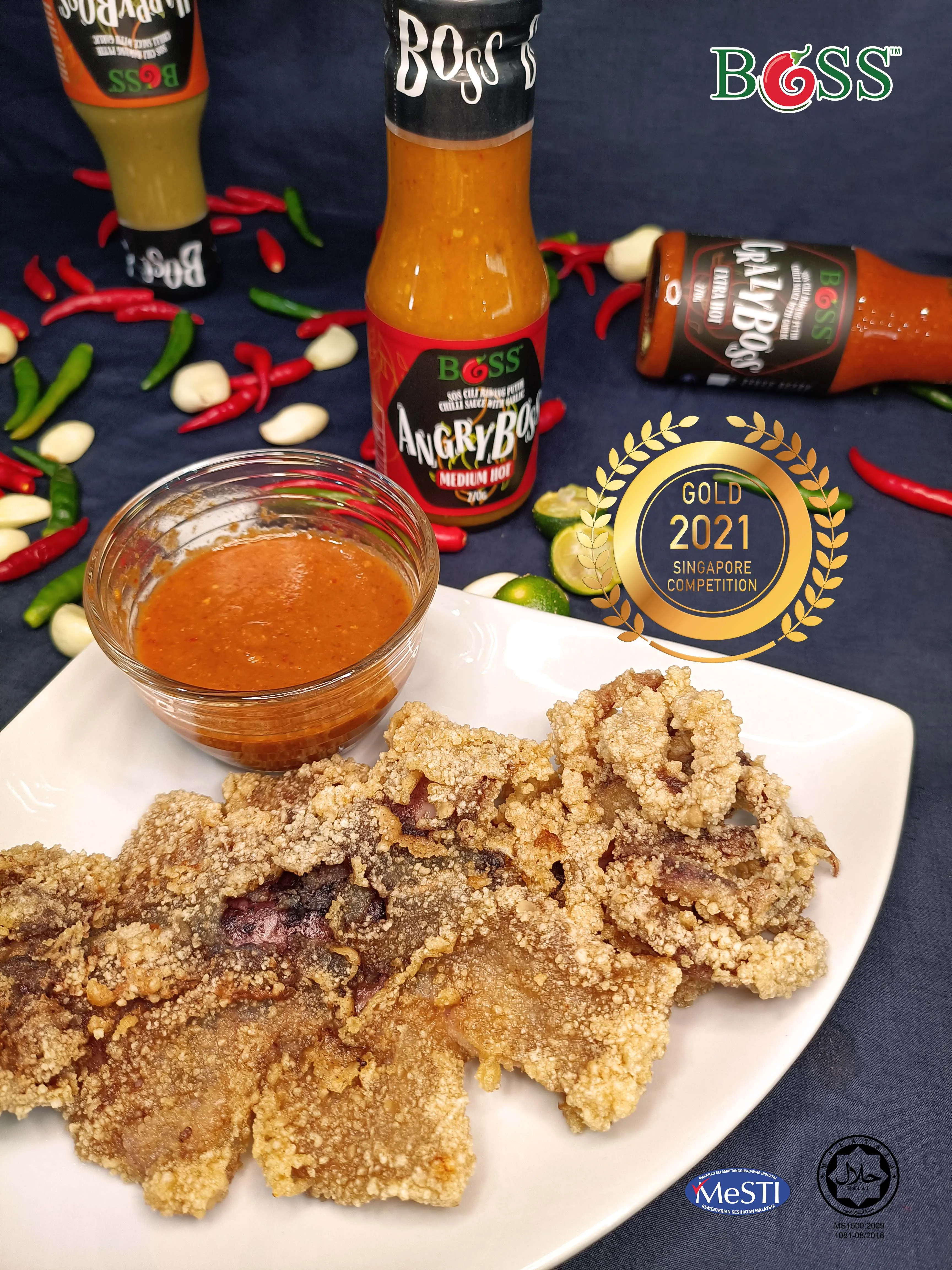 Award Sauce OEM Extra Spicy & Extra Hot Chili Sauce Local Best Chili Brands Gold Bottle Packaging 3 Star from MY;14 0.27 Kg