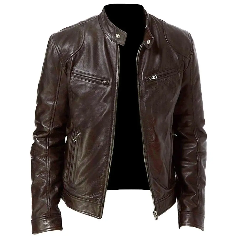 
Men Classic Bomber PU Leather Jacket Autumn Winter Heat-Conserving Pilot Faux Leather Jacket Black 