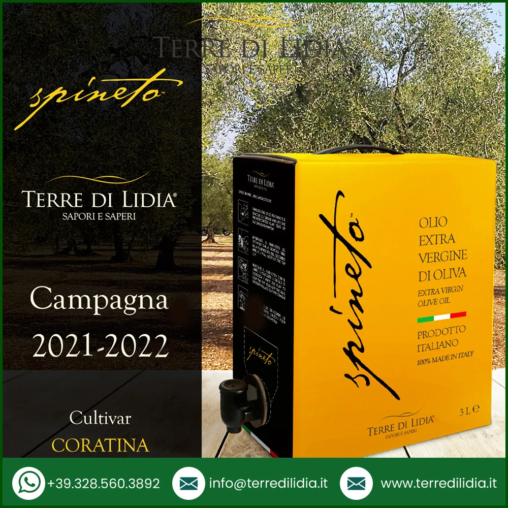 Selected Quality Evo Cold Pressed Italian Extra Virgin Olive Oil Bag in box Spineto 3 L