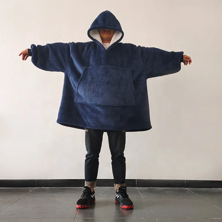 Wnab industry Reversible Sherpa Oversized Giant Hoodie Cozy Warm Comfortable pink Sweatshirt blanket with Pocket