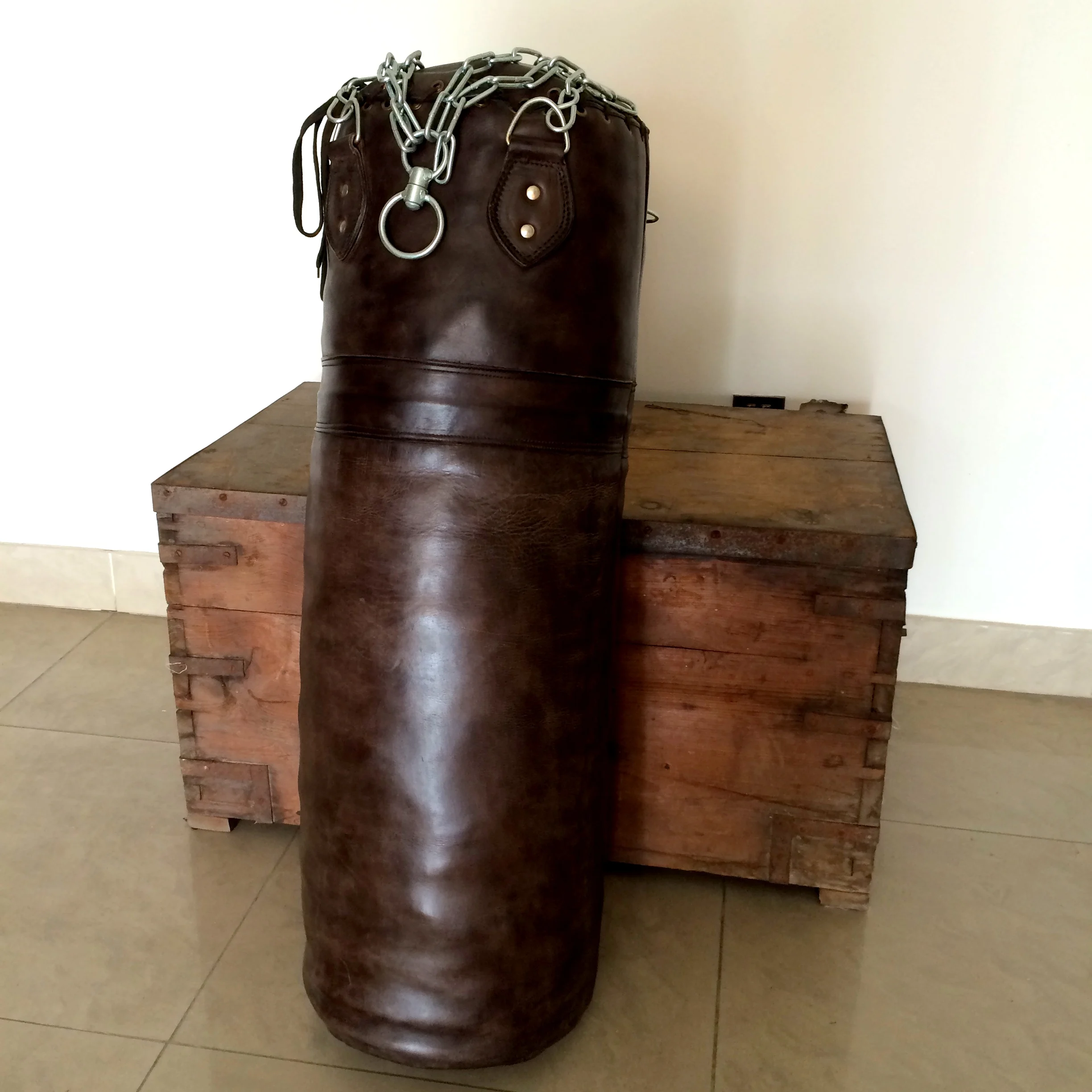 Retro Boxing Dark Brown Punch Bag | Vintage Classic Antique Model | 100% Cow Leather | MMA Gym Fitness Training Professional