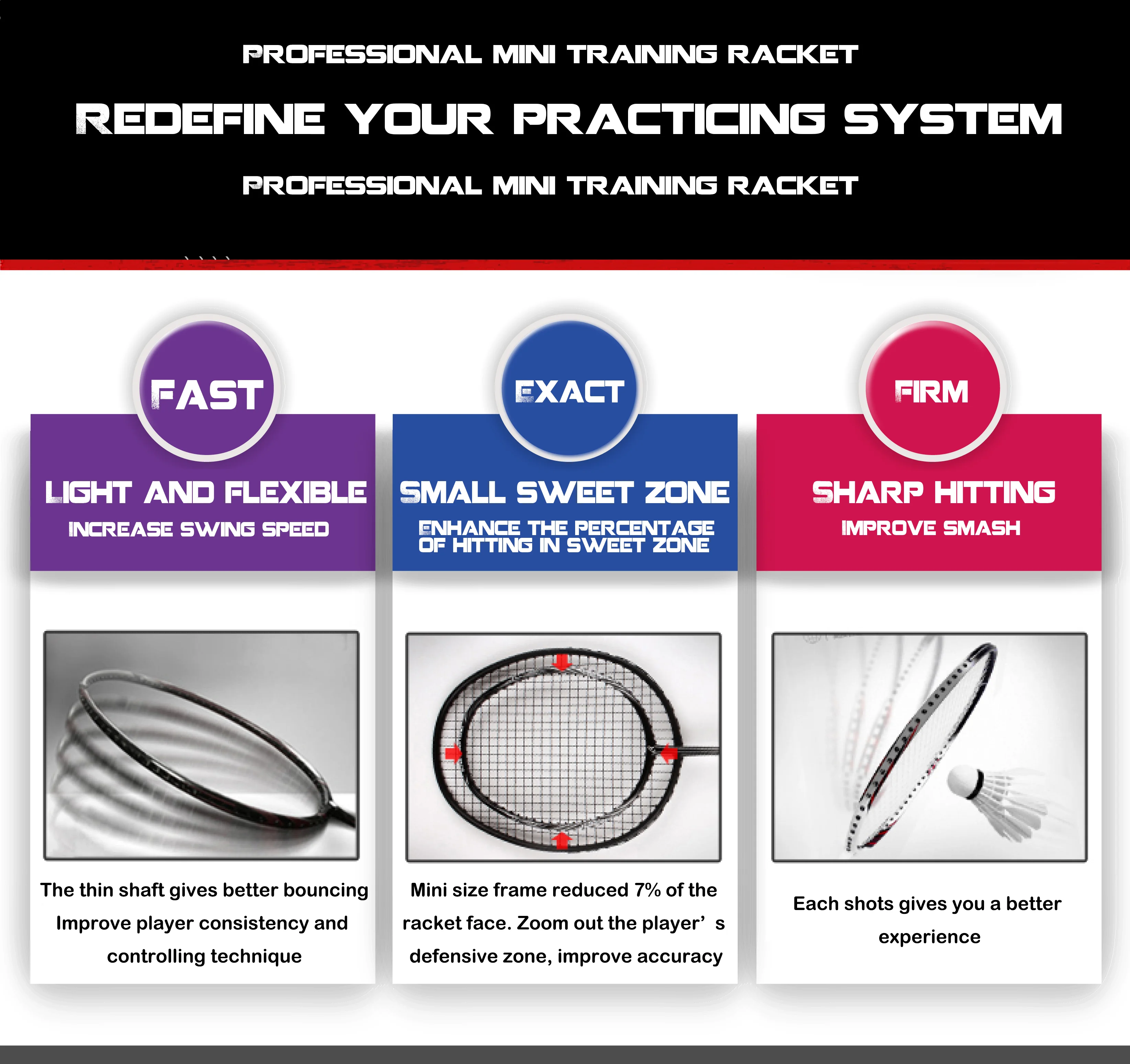 Taiwan made professional long shaft carbon fiber badminton training racket