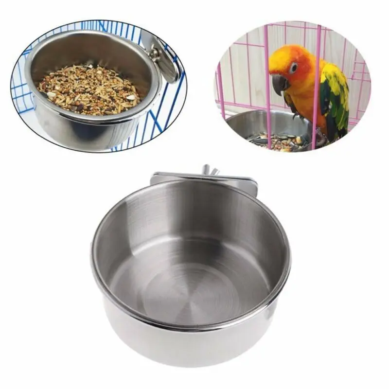  High Stainless Steel Pure Silver Bird And Pet Coop Cups