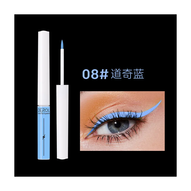 DEROL colorful eyeliner 8 colors stage matte liquid neon liner art waterproof no blooming eye pencil quick dry party eye liner
