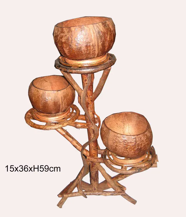 Coconut And Bamboo Planter Wholesale Pot Handmade Home Decor Basket Garden Decoration Outdoor Natural Multi Size