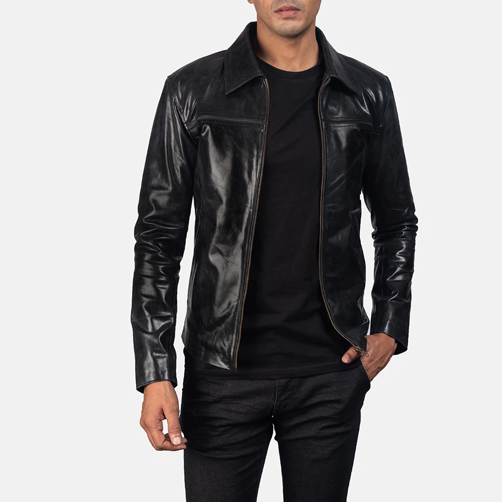 Fashion Men black Lamb Leather Jacket/men leather jackets/Pakistan leather jackets