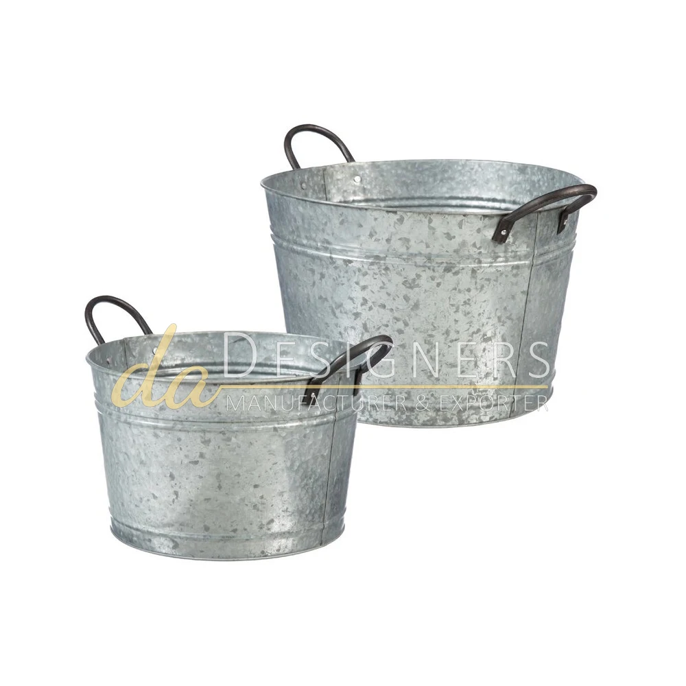 Новейший дизайн поставка ковша из оцинкованной стали с ручкой Натуральная отделка высокое качество металл круглая форма ковш от дизайнера Da