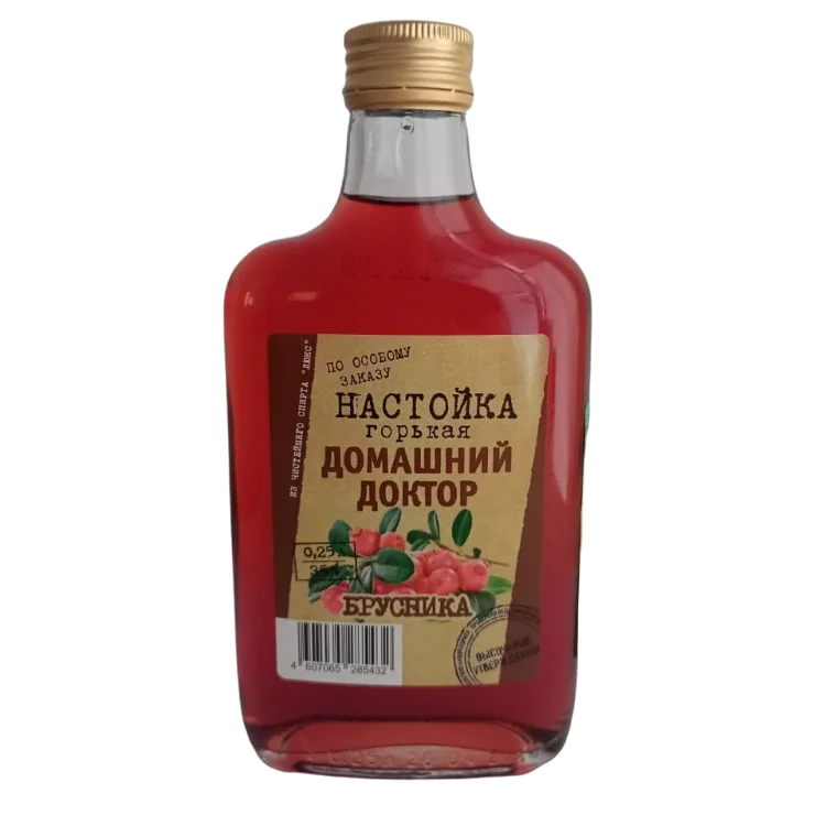 Русское натуральное сырье (35% alc.) Настойка «Family Doctor» Cowberry 250 мл без искусственных цветов и запахов
