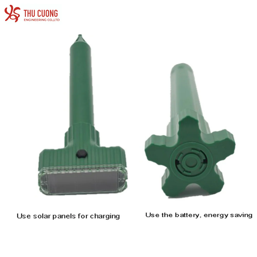 Solar Powered Mole Gopher Rodent Repellent customized logo Non-toxic Humane Rechargeable Battery Outdoor Sonic Pest Control